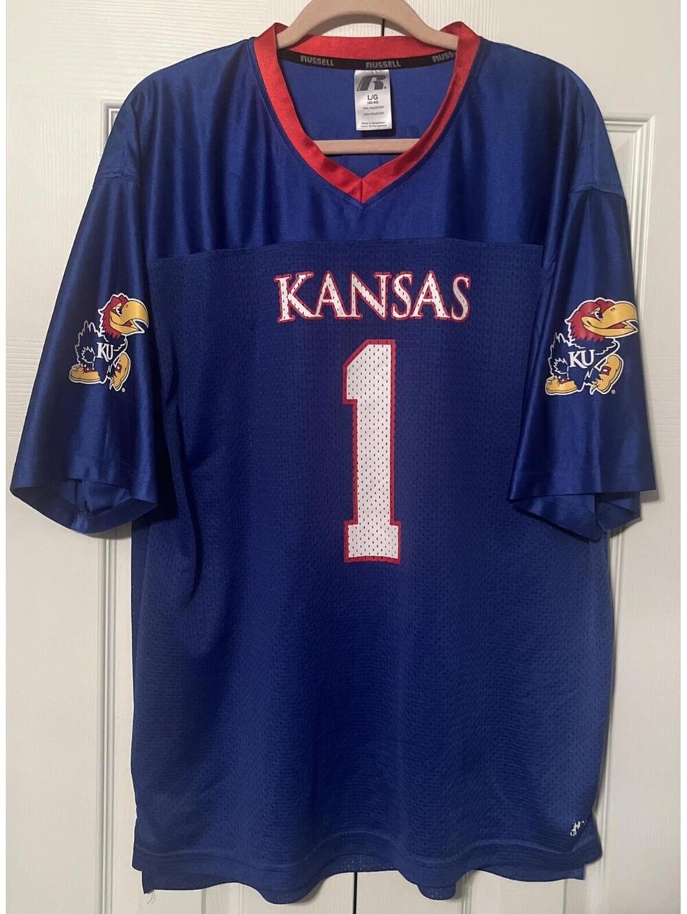 Kansas Jayhawks Men’s Large Jersey Russell Athletic NCAA KU Fooball - CLEAN